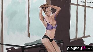 Klassevolle Secretaresse Skye Stroopt Langzaam Uit In Kantoor Setting