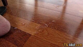 Cute ladyboy stroking solo in seductive lingerie