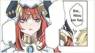 Bold comic dub of Genshin Impact flower in smoke