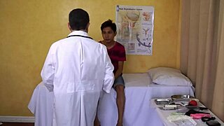 kinky gay asian undergoes medical exam with group rimjob