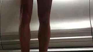 guy spying on gay gym action in the garage