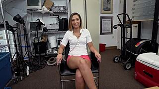 In this casting interview, the playful chick gets slammed by a huge black cock on the chair.