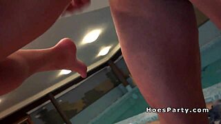 Hot amateur babes party hard at the pool with monster cocks.