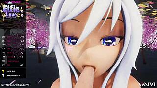 POV BLOW JOB FROM HENTAI VTUBER ELFIE LOVE 3D VRCHAT MMD