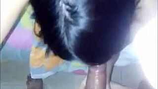 venezuelan teen bent over for deepthroat action