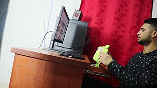 new brunette girl gets ass massage from boss during interview