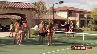 Joe and kristen engage in pool foreplay with swingers, including blowjobs