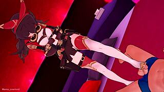 is amber giving a footjob in this 3d hentai anime cumshot?