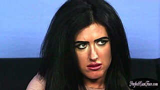 British lads get a good blow job and facial from a pretty girl in lingerie