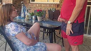 Caught Friend's Wife Fingering on Patio, Joined Her Upskirt