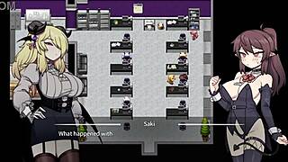 Corporate vixen in bondage and pleasure in anime game