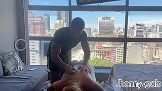 Massaging Blonde Luxx's Big Tits