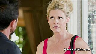 Oily milf blows fat cock in shower!