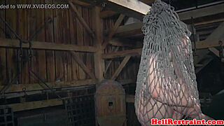 This bound sub gets whipped hard as rough punishment in a fetish scene.