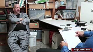 Shopgirl gets punished by mall security officer with a big dick