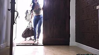 Bisexual MILF Mona Azar joins Stepson Nathan Bronson and Gizelle Blanco in Threesome