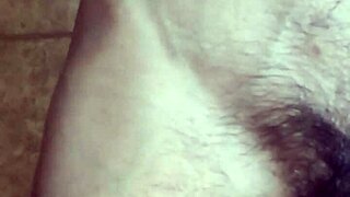 Gay guy toys with his belly button before cumming in solo play.