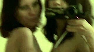 Skinny teens play with a camera in the bedroom in this amateur video