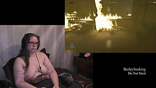 naked playthrough of outlast game part three with brunette