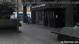 Crossdressing brit flashes kinky side in public outdoor spot. Meowing for wild attention!