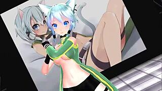 sinon from sword art online gets wild in this mmd hentai clip