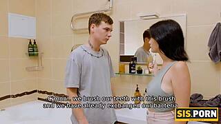 Russian Teen Brunette with Big Tits Gets Pounded Hard by Stepbrother in SisPorn