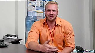 young man wrestles with older gay partner during first day at work sex