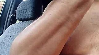 Boy masturbates solo outdoors