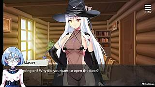 the witch says, 'welcome to my sexual prison in this hentai game'