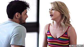 Small Tits Teen Rides Cock and Squirts Everywhere, Damn!