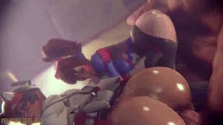 dva and kiriko bent over kissing in doggystyle hentai anime battle 💋