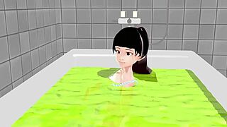 koko a strips naked in the bath