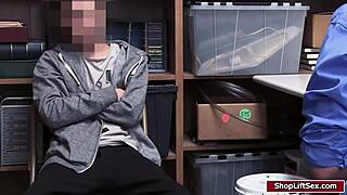 LP officer eagerly sucks shoplifter’s cock in back office today.