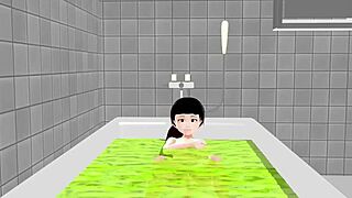 koko a strips naked in the bath