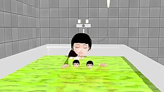 koko a strips naked in the bath