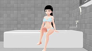 koko a strips naked in the bath