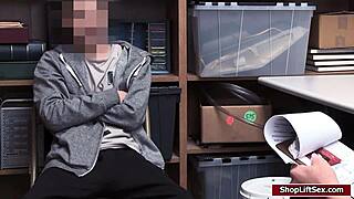 LP officer eagerly sucks shoplifter’s cock in back office today.