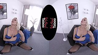 blonde shaved pussy masturbation in office pov