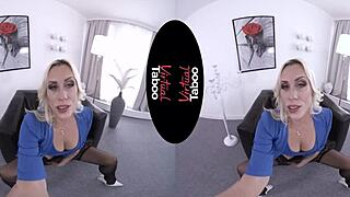 blonde shaved pussy masturbation in office pov