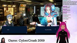 lewdneko plays cybercrush 2069, showing off her big tits in this hentai game.