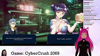 lewdneko plays cybercrush 2069, showing off her big tits in this hentai game.