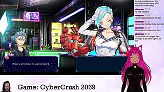 lewdneko plays cybercrush 2069, showing off her big tits in this hentai game.