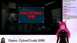 lewdneko plays cybercrush 2069, showing off her big tits in this hentai game.