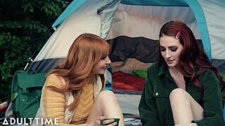 Lesbians enjoy tribbing and rimjobs on a camping trip