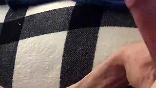 Homemade gay solo with throbbing cock