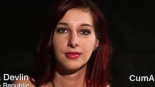 naughty model swallows sperm load on her face