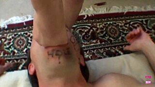 Guy brings brunette home to humiliate and fuck with strapon 😜