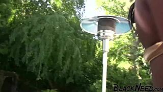 Ebony student takes big cock without a condom in raw action