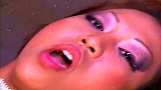 dirty asian in stockings takes white hard dick standing up