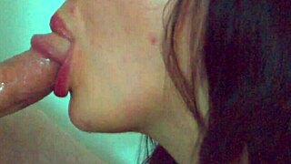 her mouth skillfully works the penis for cum